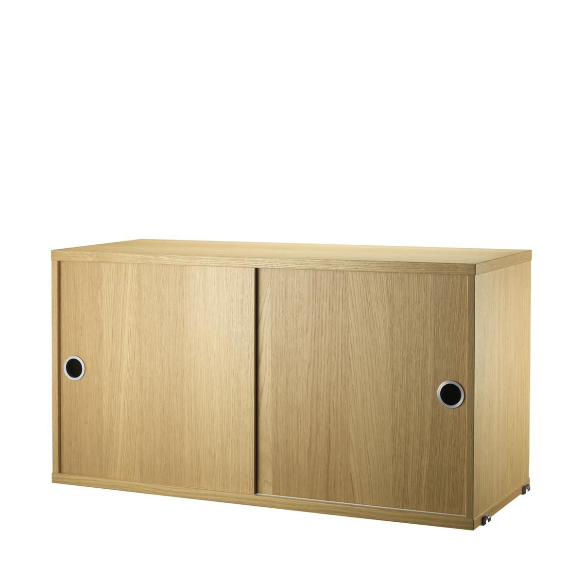 슬라이딩 도어 캐비닛 (오크, 2사이즈)