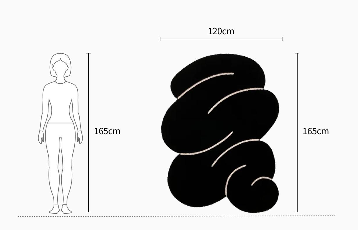 블랙 스퀴글 러그 상세 사이즈 - 너비 120cm 깊이 165cm 높이 0cm