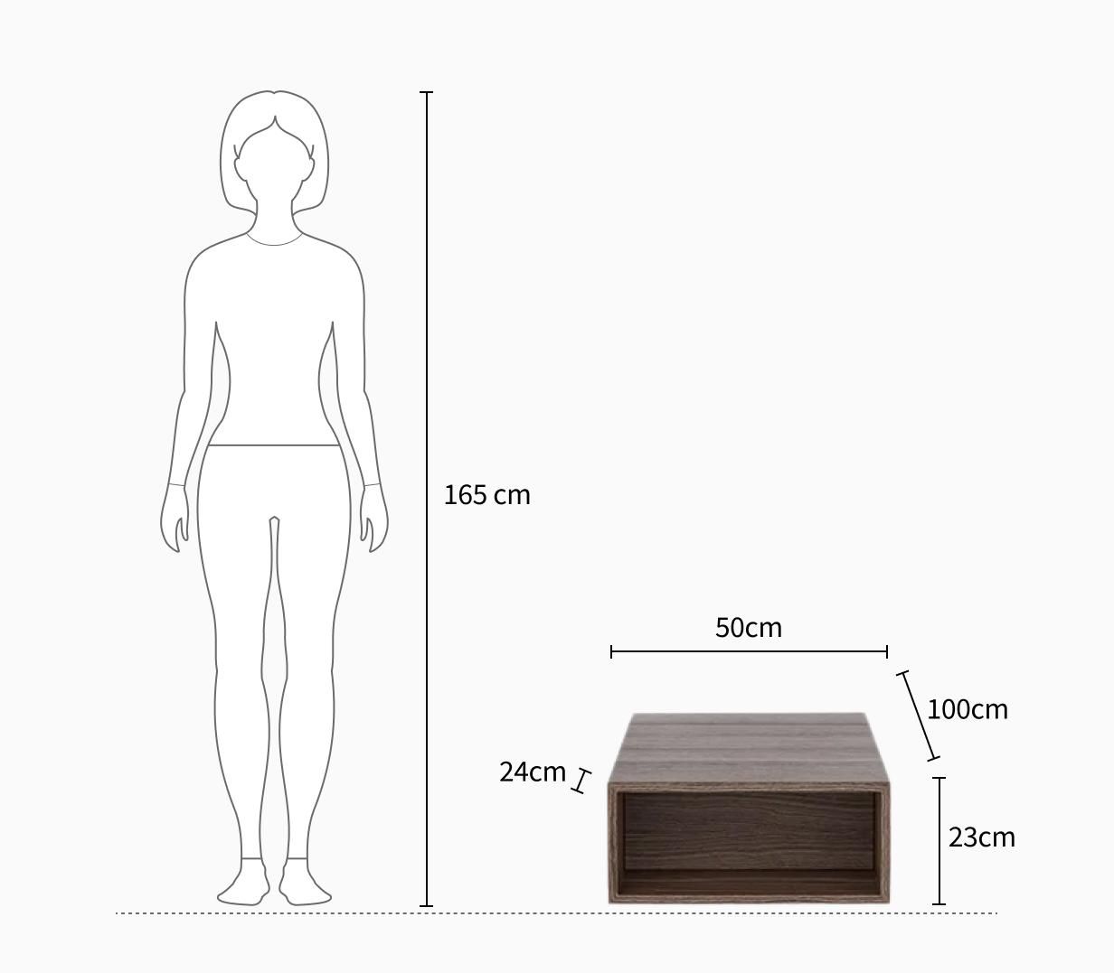 린 소파 테이블 상세 사이즈 - 너비 50cm 깊이 100cm 높이 23cm